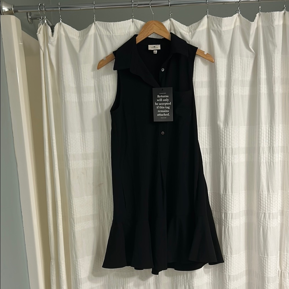 Tuckernuck Black Notched Collar Sleeveless Mini Dress